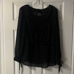 Torrid Black Sheer Blouse with Polka Dots